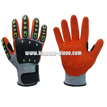 13G Hppe Liner Sandy Finish Nitrile Palm TPR Work Glove